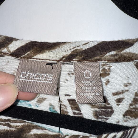Chico’s Women’s Printed 3/4 Sleep Top Keyhole Neck Size 0 - Picture 5 of 5